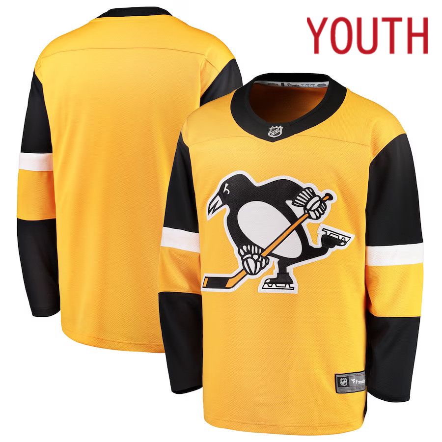 Youth Pittsburgh Penguins Fanatics Branded Gold Alternate Breakaway NHL Jersey->youth nhl jersey->Youth Jersey